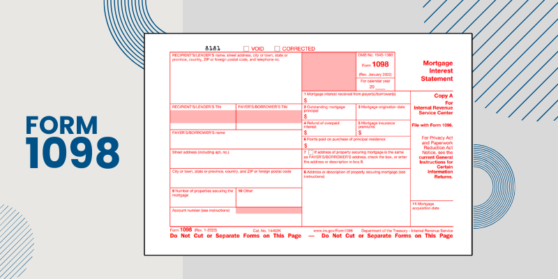 The blank 1098 form template for print